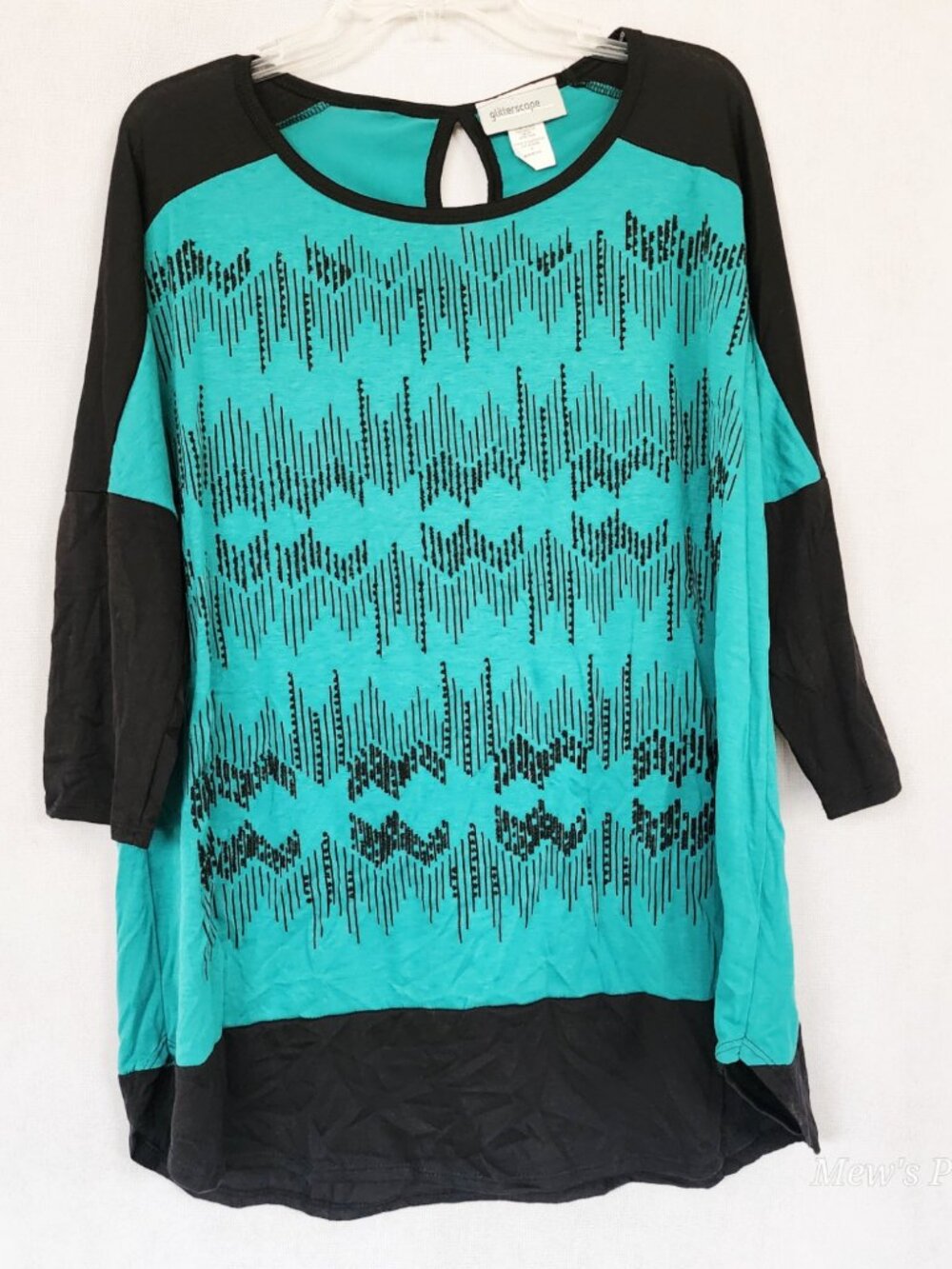 NWOT -  Glitterscape Stretch Knit Green & Black with Black Beaded, 1X